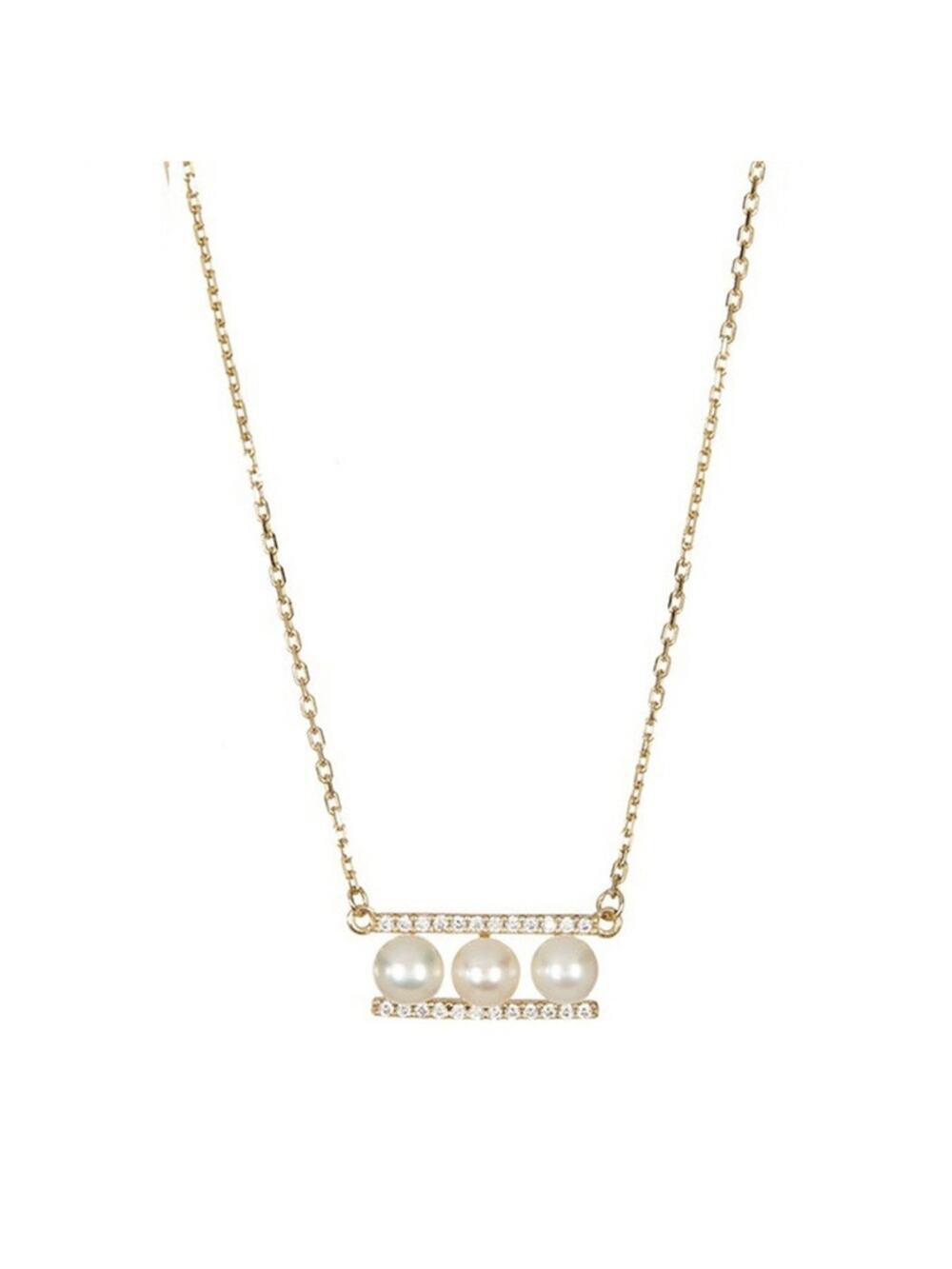 ADORNIA Yellow Gold Plated Sterling Silver Pearl Necklace NEW